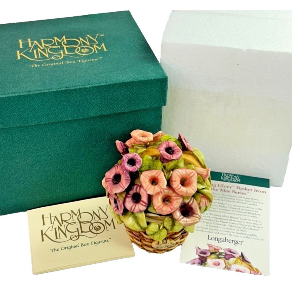 Harmony Kingdom Longaberger Morning Glory Basket Trinket Box 2000 Limited Ed‎